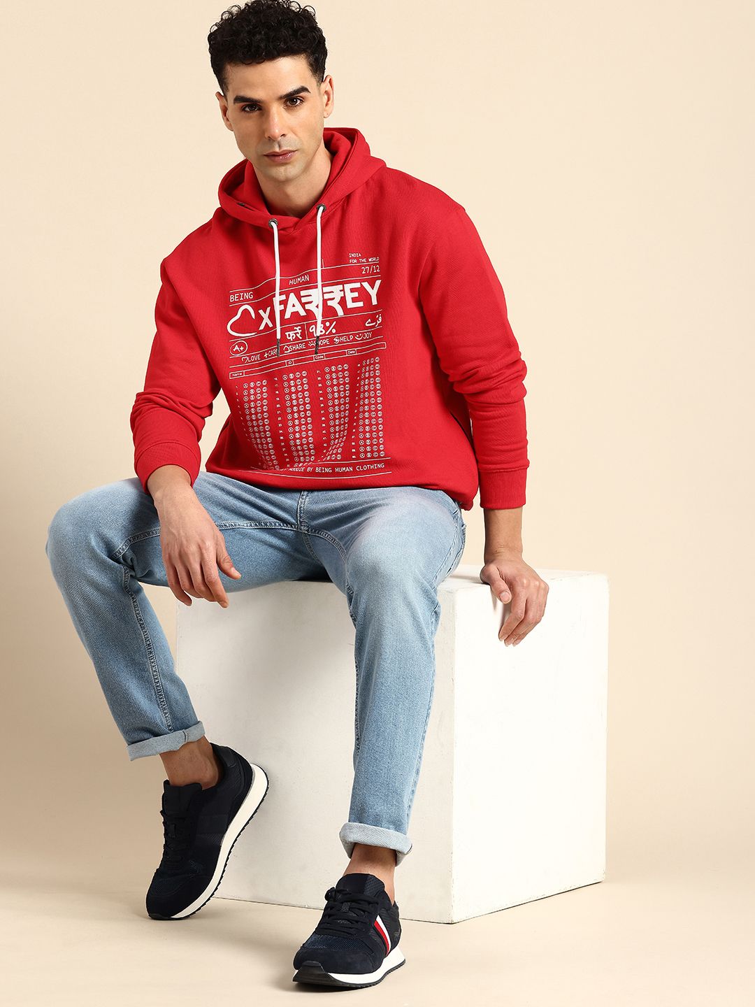 Being Human Pure Cotton Printed Hooded Sweatshirt