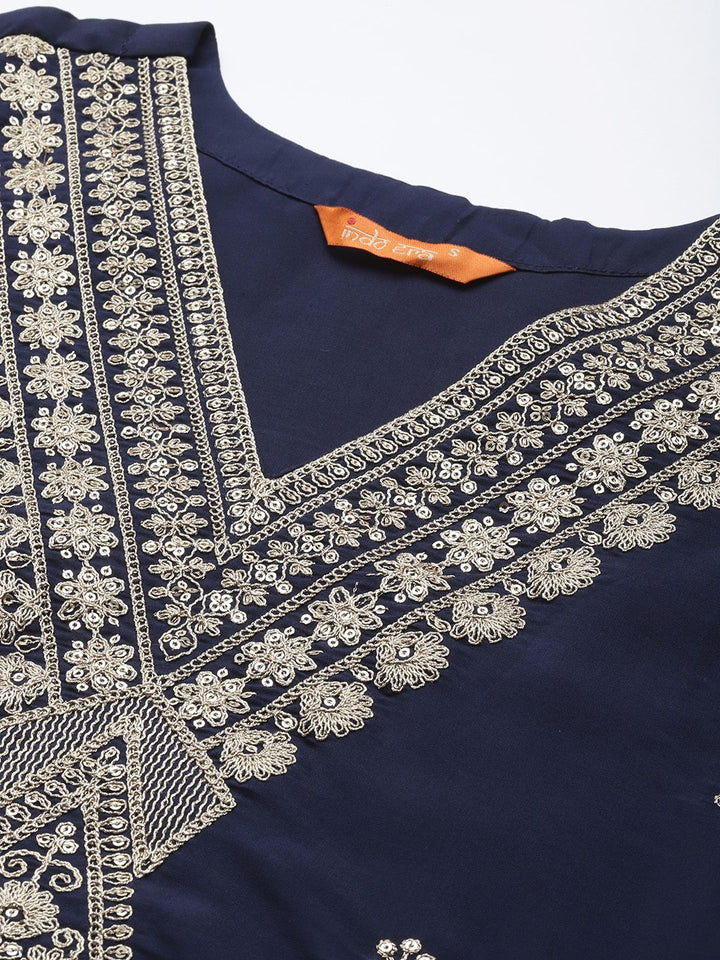 Indo Era Ethnic Motifs Embroidered Zari Kurta With Trousers & Dupatta