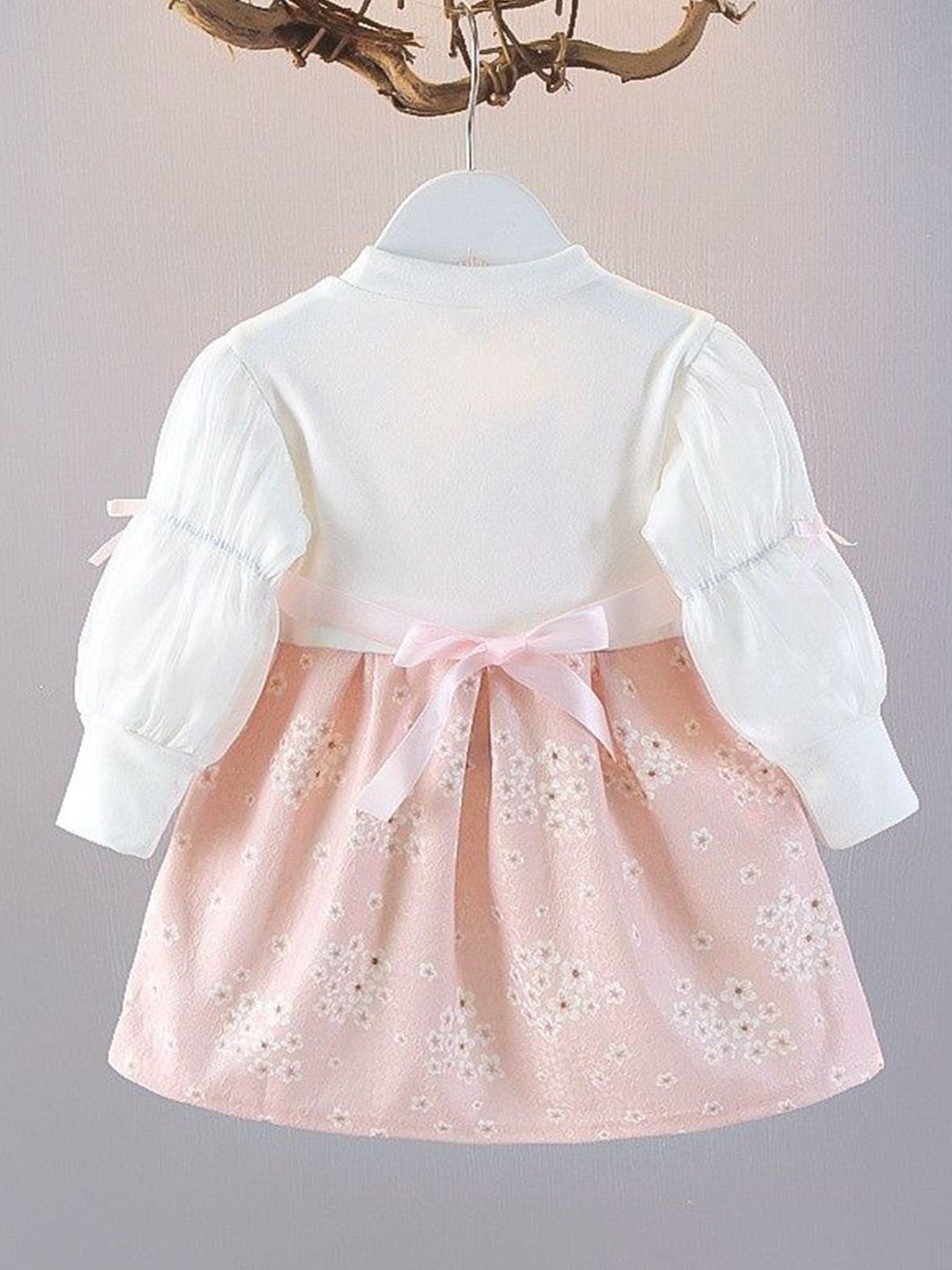 YK Girls Cotton Self Design Fit & Flare Dress