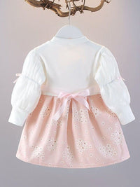 YK Girls Cotton Self Design Fit & Flare Dress