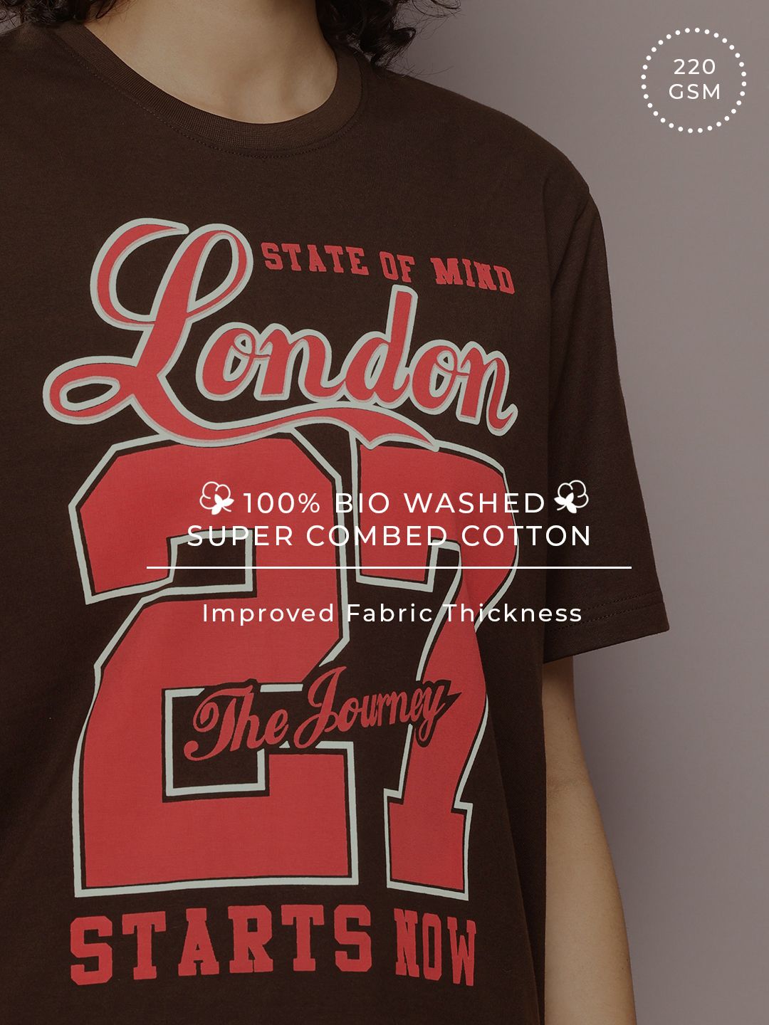 DILLINGER Women Varsity Printed Oversized Pure Cotton T-shirt