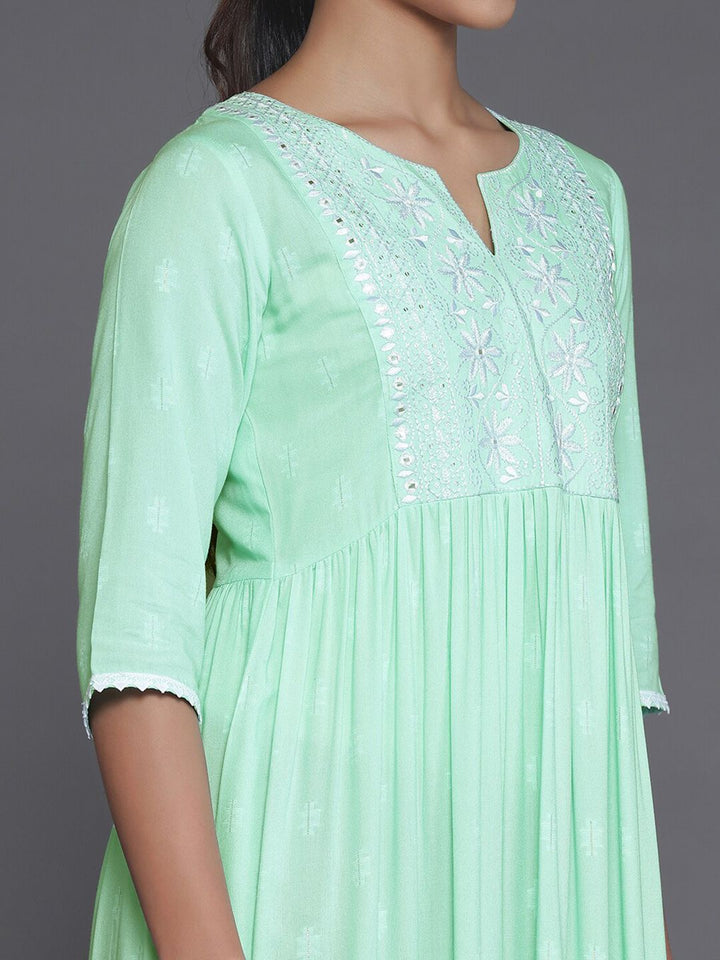 Libas Ethnic Motifs Embroidered Ruffled Fit & Flare Midi Dress