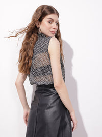 DressBerry Get Trippy Bow Down Sheer Top