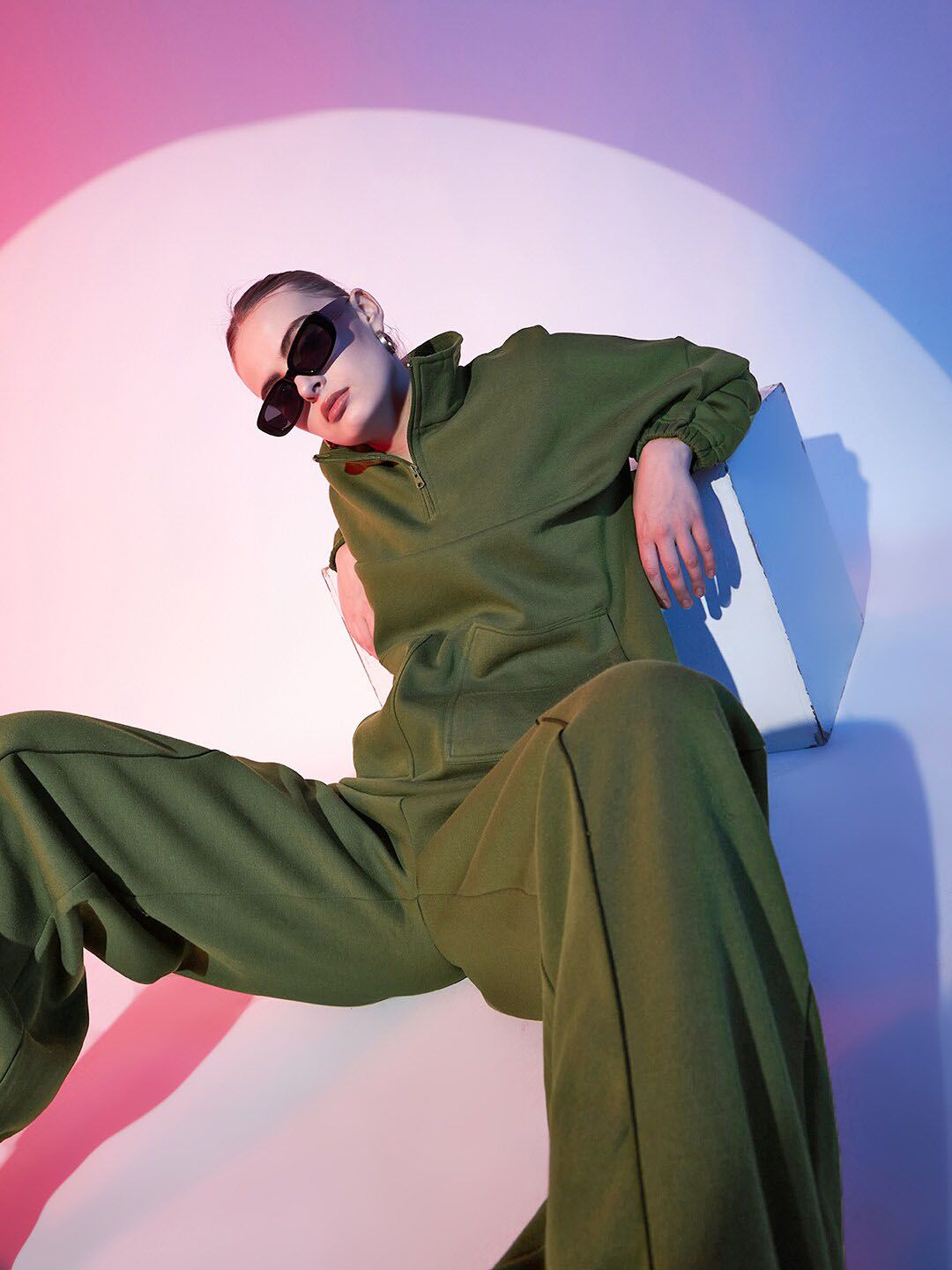 STREET 9 Women Olive Green Piping Loose Fit Joggers