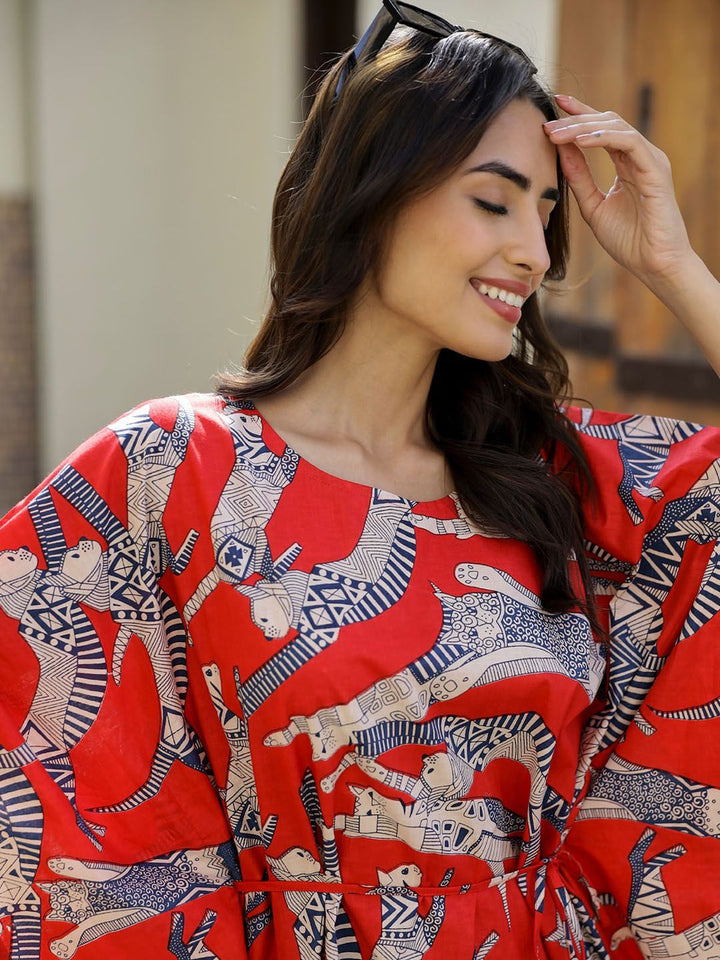 SANSKRUTIHOMES Animal Printed Round-Neck Top & Flared Trouser Co-Ords