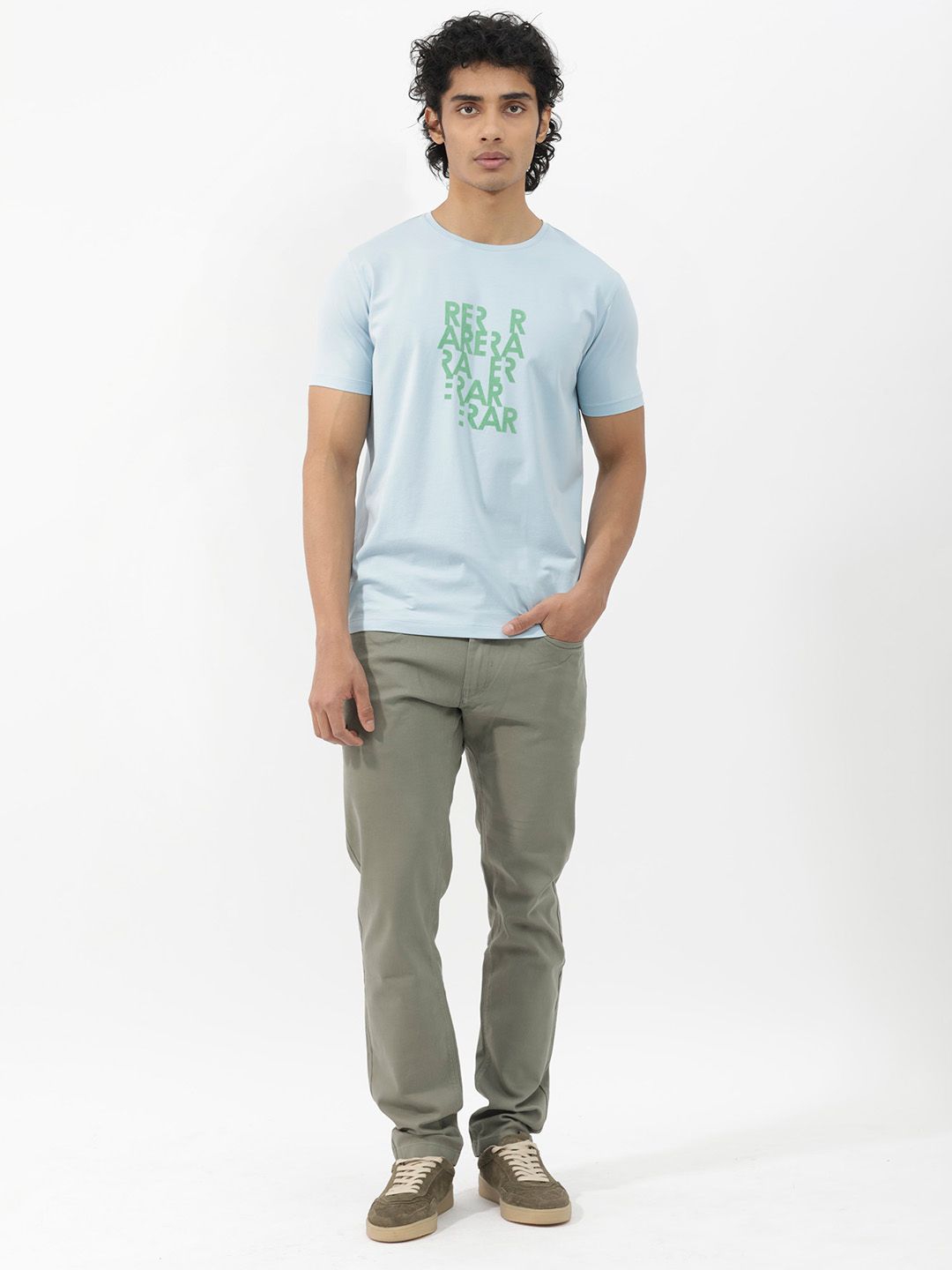 RARE RABBIT Men Akro Typography Printed Cotton Slim Fit T-Shirt