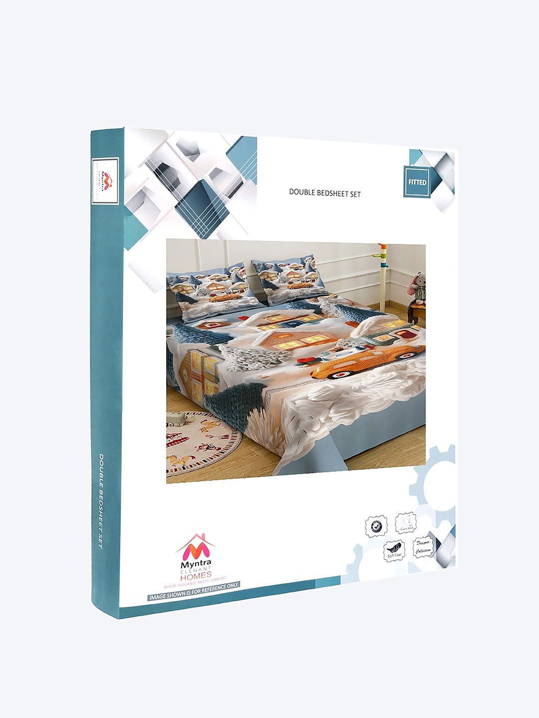 Myntra Elegant Homes Multicoloured Cartoon Characters 300 TC Bedsheet with 2 Pillow Covers