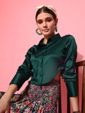 STREET 9 Women Green Solid Shirt Style Top