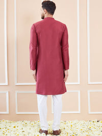 See Designs Mandarin Collar Long Sleeves Thread Work Cotton Kurta