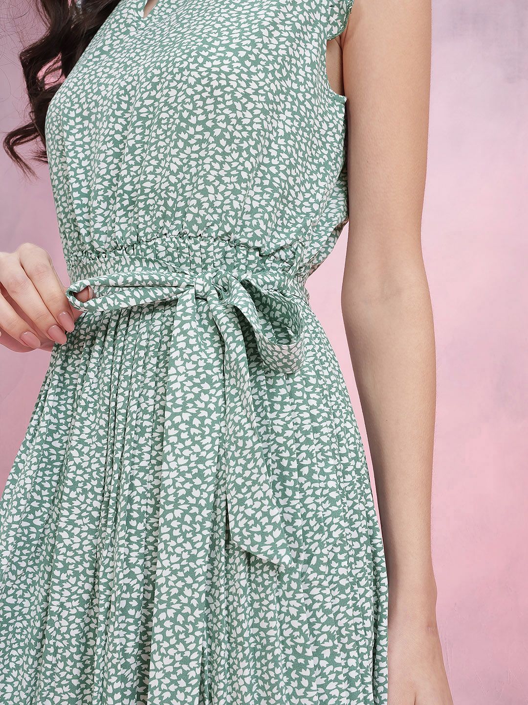 DressBerry Floral Print Ruffle Detail A-Line Dress