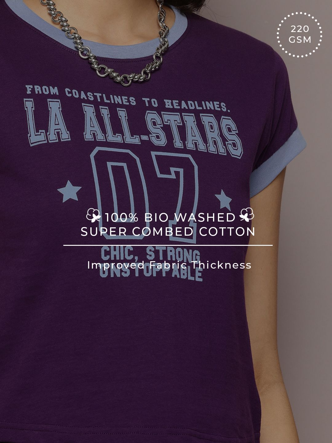 DILLINGER Women Regular Cropped Varsity Printed Tshirt