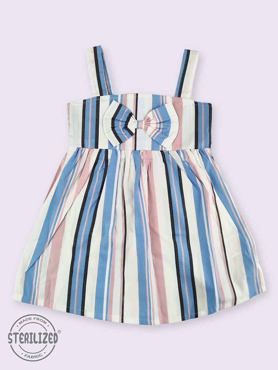 Moms Love Infant Girls Cotton Striped Fit & Flare Dress