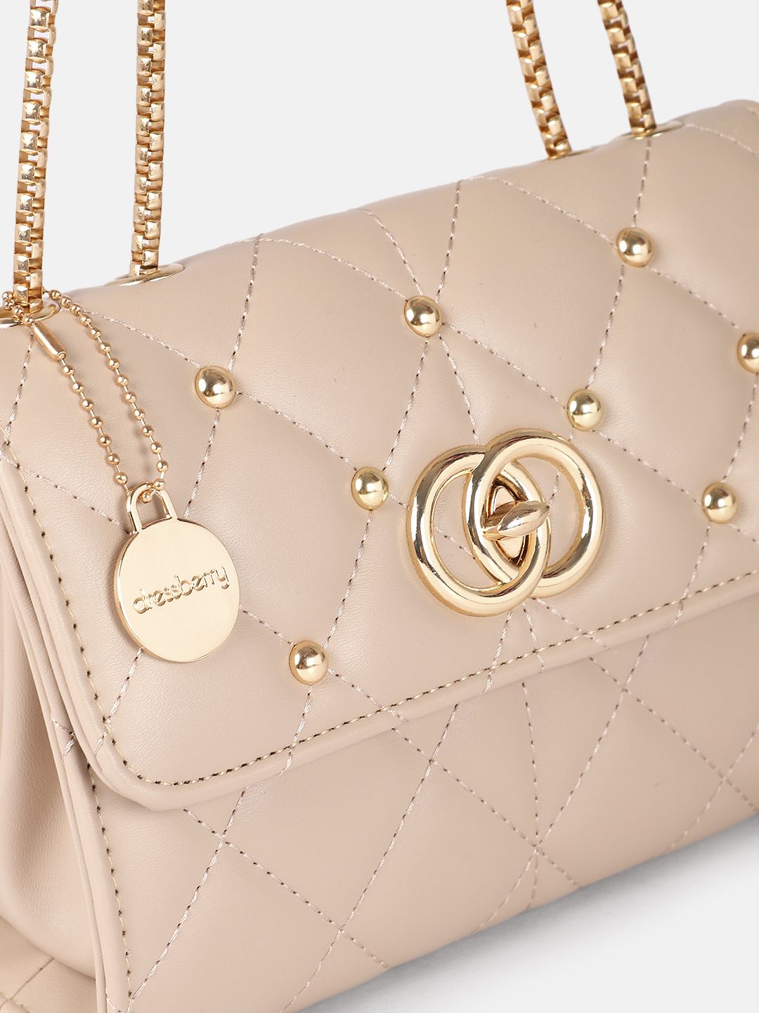 DressBerry Quilted Shoulder Bag with Studded Detail