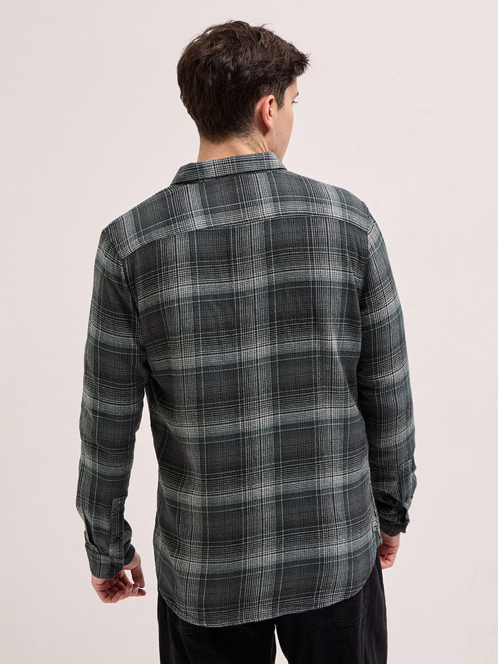 THE BEAR HOUSE Slim Fit Tartan Checks Pure Cotton Casual Shirt