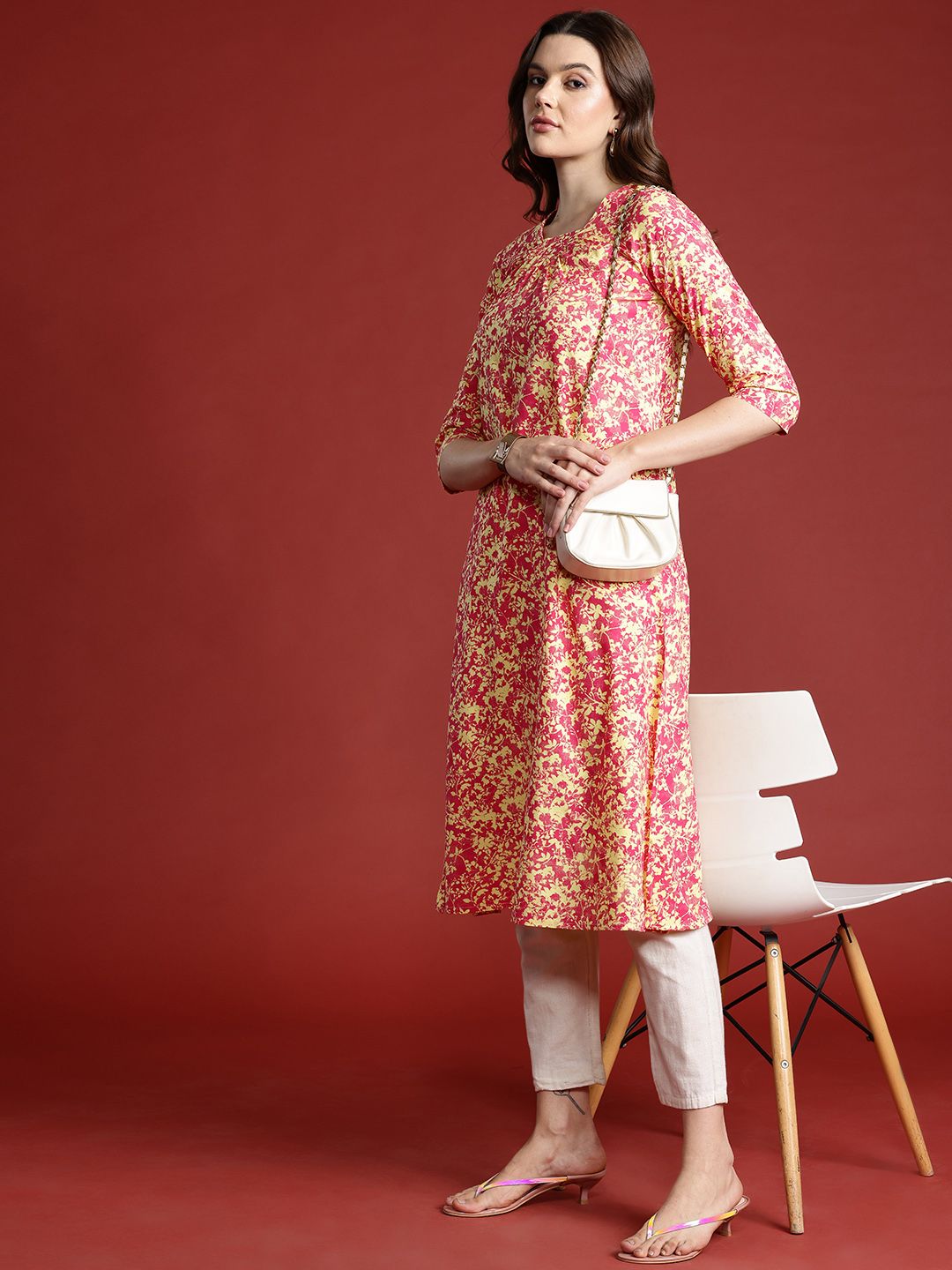 all about you Printed Pleated Straight Kurta