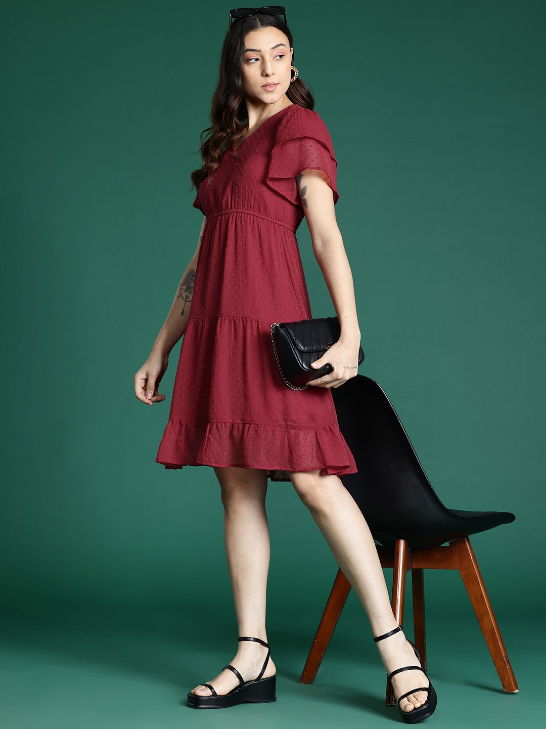 DressBerry Dobby Weave A-Line Mini Dress