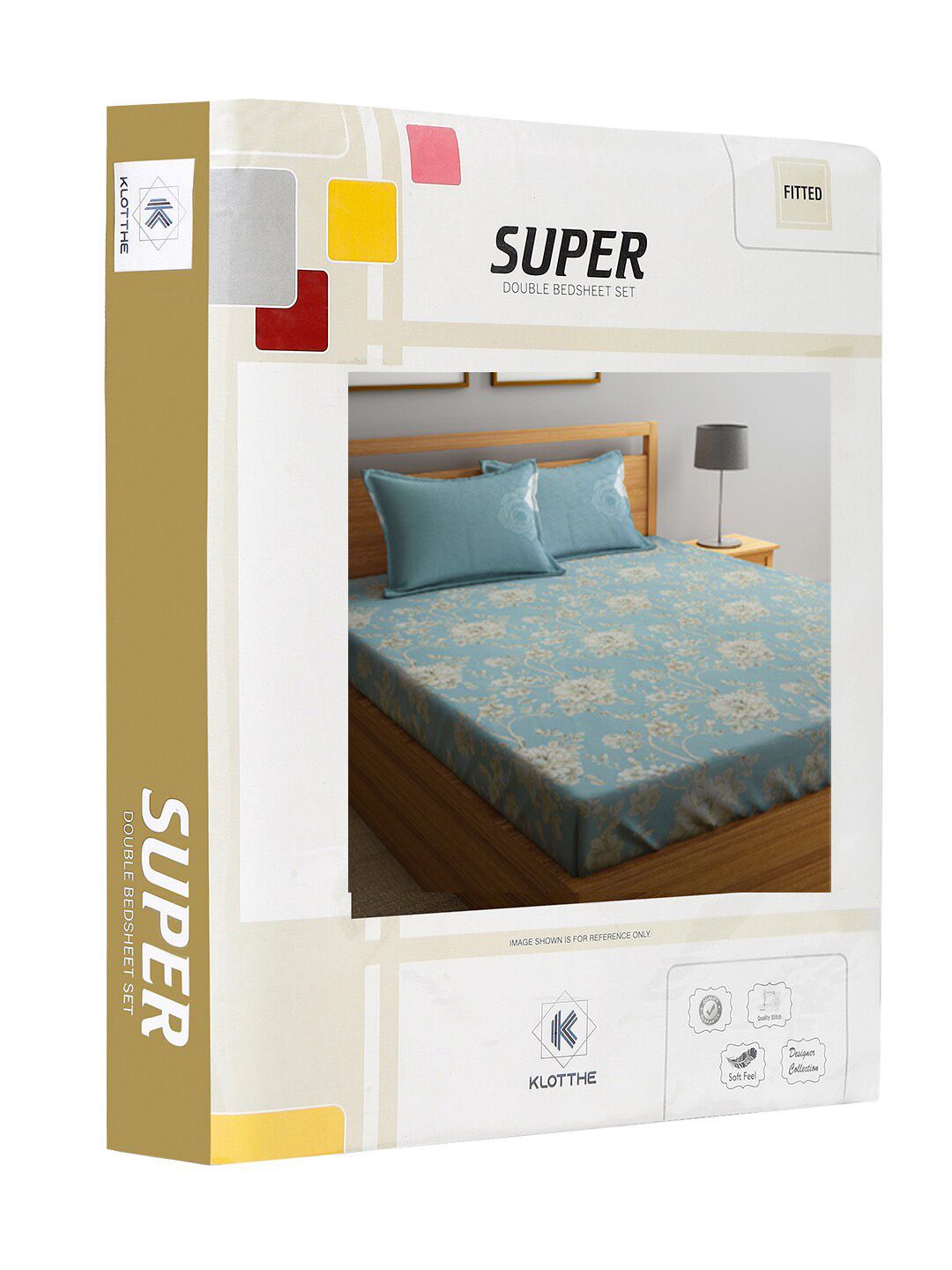 KLOTTHE Floral Printed 400 TC Pure Cotton Fitted Super King Bedsheet & 2 Pillow Covers