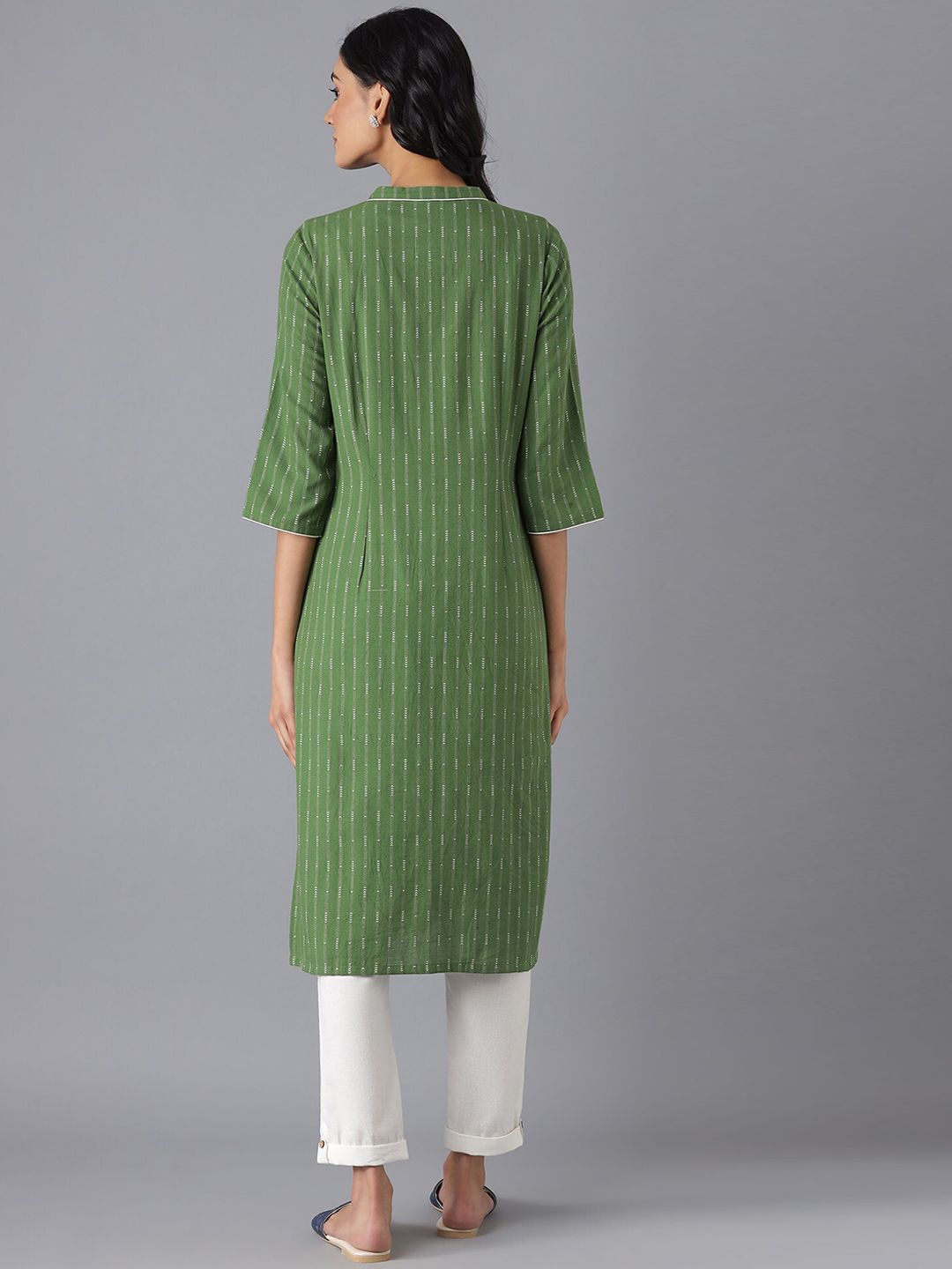AURELIA Women Green Cotton Kurta