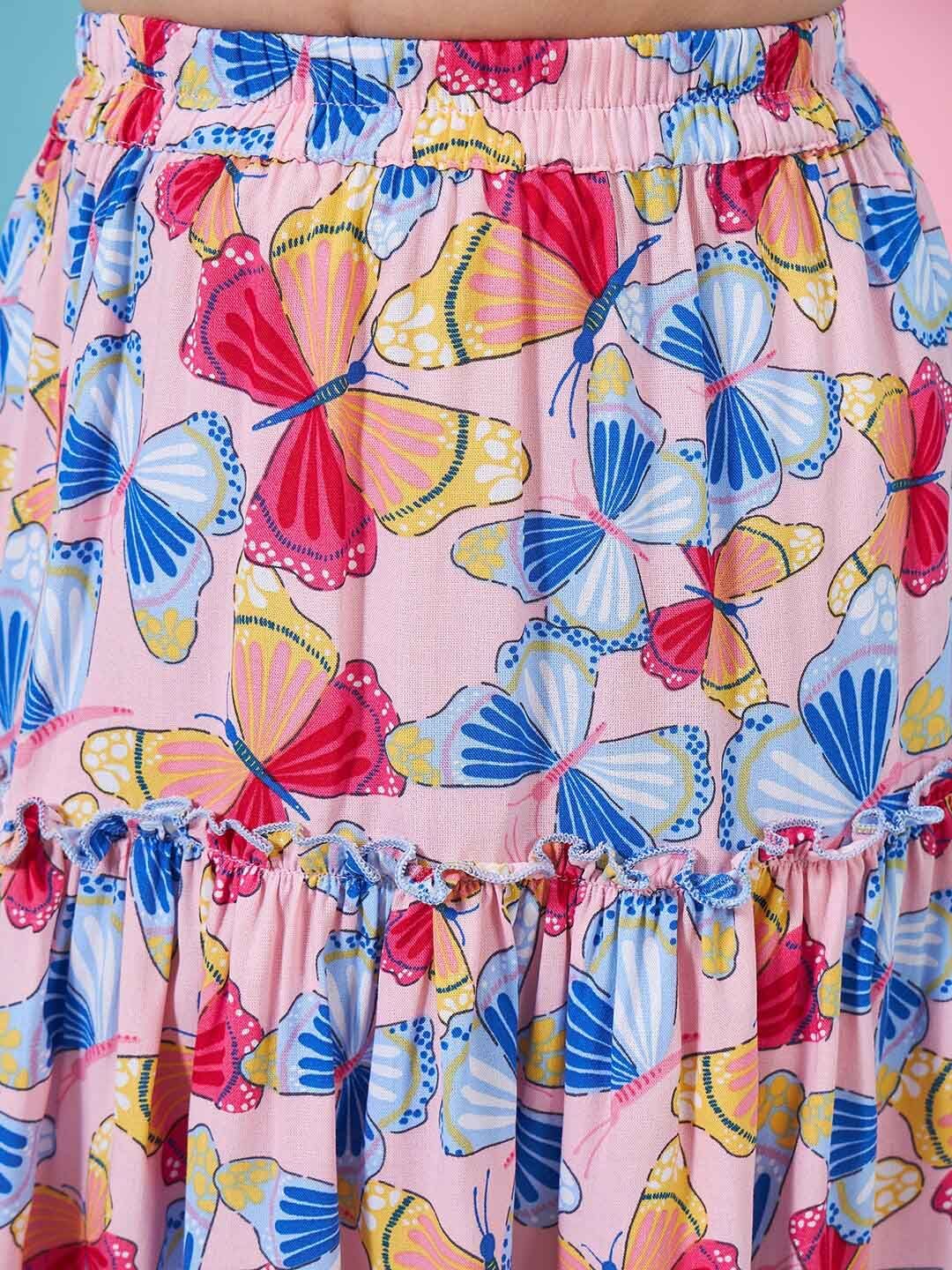 pspeaches Girls Printed Top with Skirt