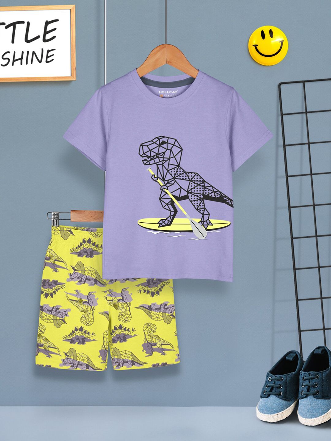 HELLCAT Boys Pack Of 3 Printed T-shirt with Shorts