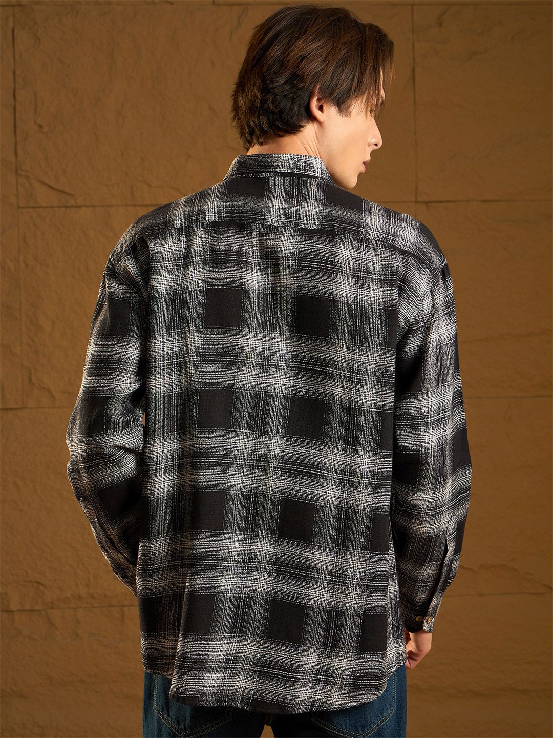 Dennison Men Drop Shoulder Oversized Checked Shirt