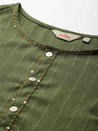 Anouk Striped Sequined Straight Kurta