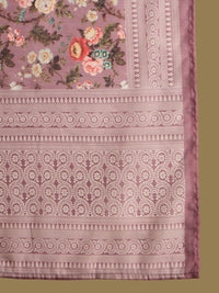 Indo Era Floral Printed Thread Work Chanderi Silk Straight Kurta with Trouser & Dupatta