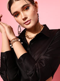 STREET 9 Black Shirt Style Crop Top