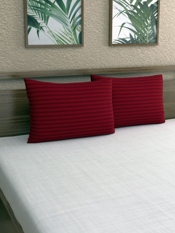 HOSTA HOMES Set Of 2 Maroon Striped Pillow Covers