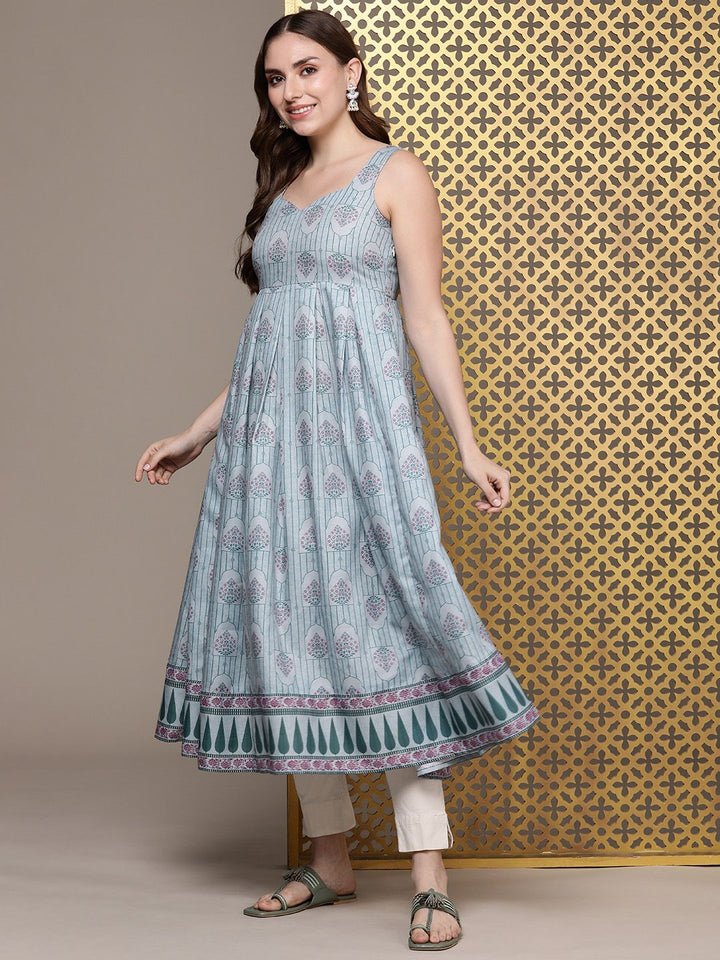 House of Pataudi Ethnic Motifs Printed A-Line Pleated Jashn Kurta