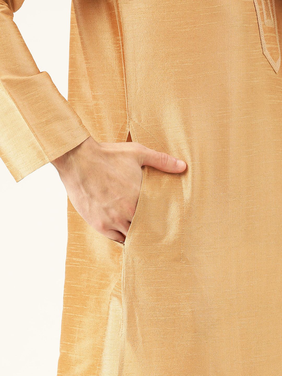 SOJANYA Men Beige Solid Straight Kurta