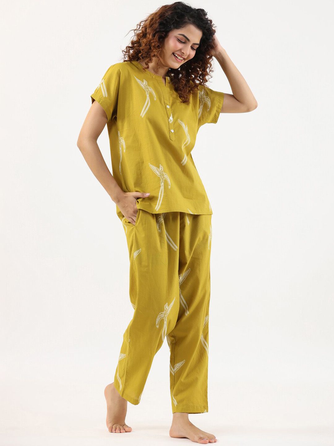 SANSKRUTIHOMES Graphic Printed Pure Cotton Night suit