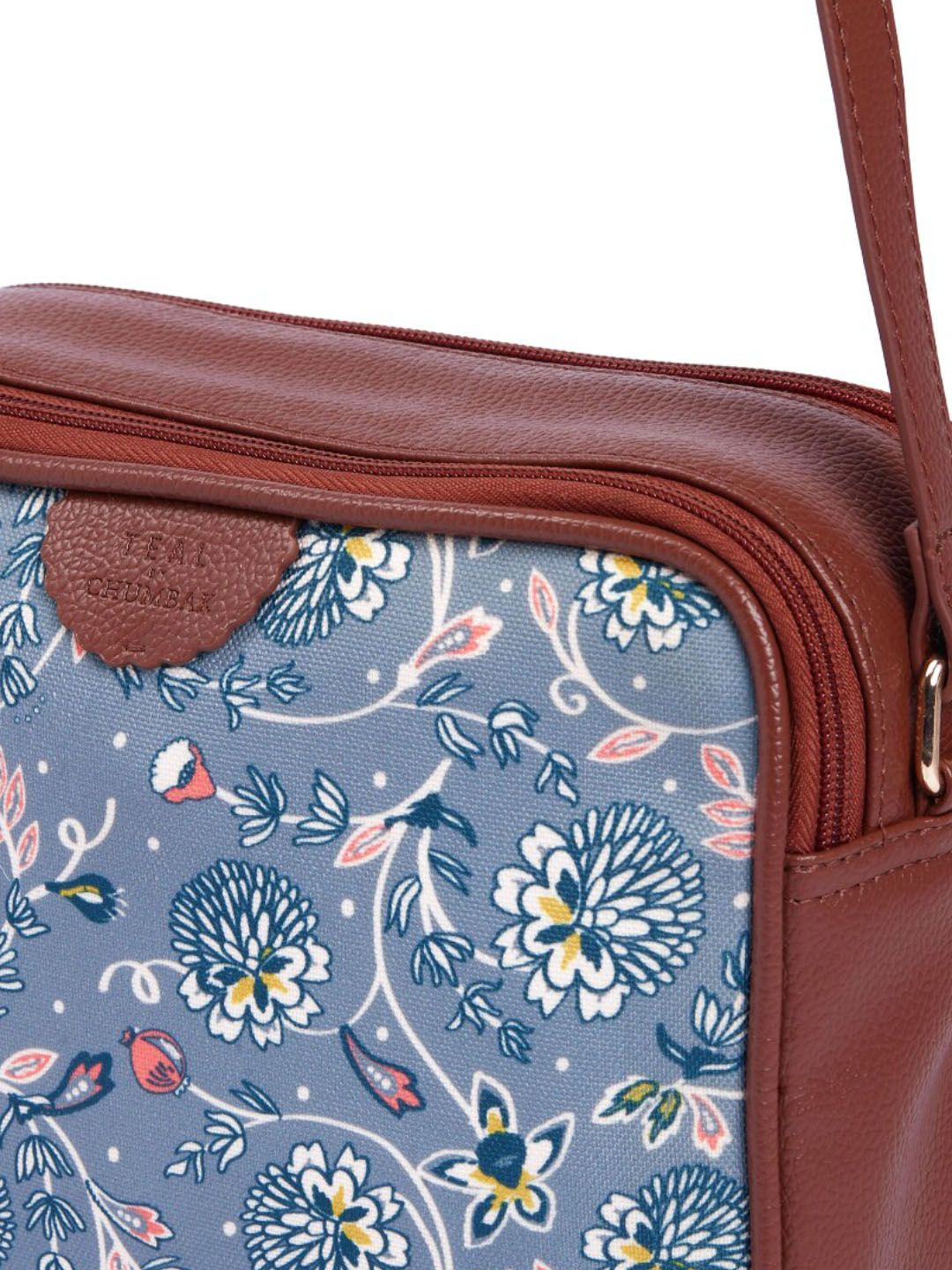 TEAL BY CHUMBAK Floral Printed Structured Sling Bag