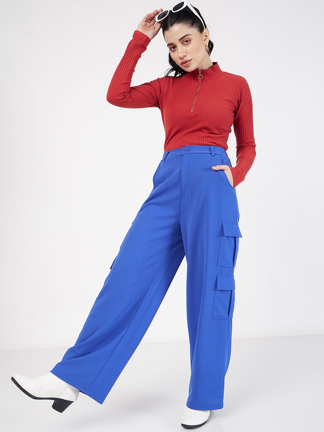 SASSAFRAS Women Plain Flat-Front High-Rise Cargos