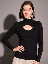 SASSAFRAS High Neck Cut Out Top