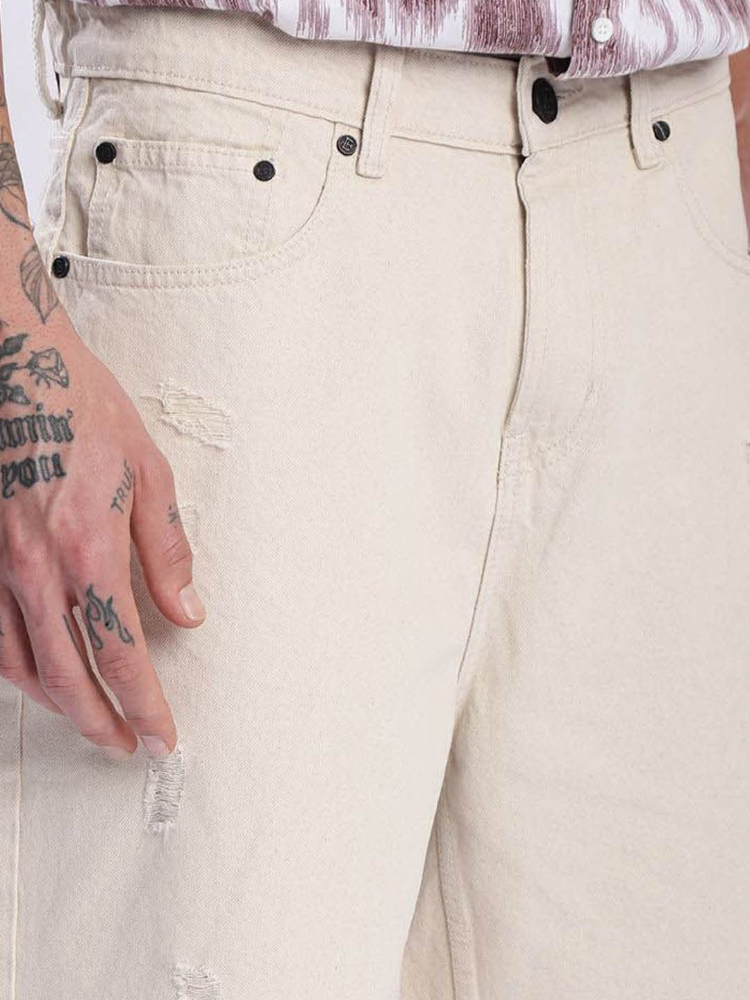 Bene Kleed Men Relax Fit Distressed Denim Shorts