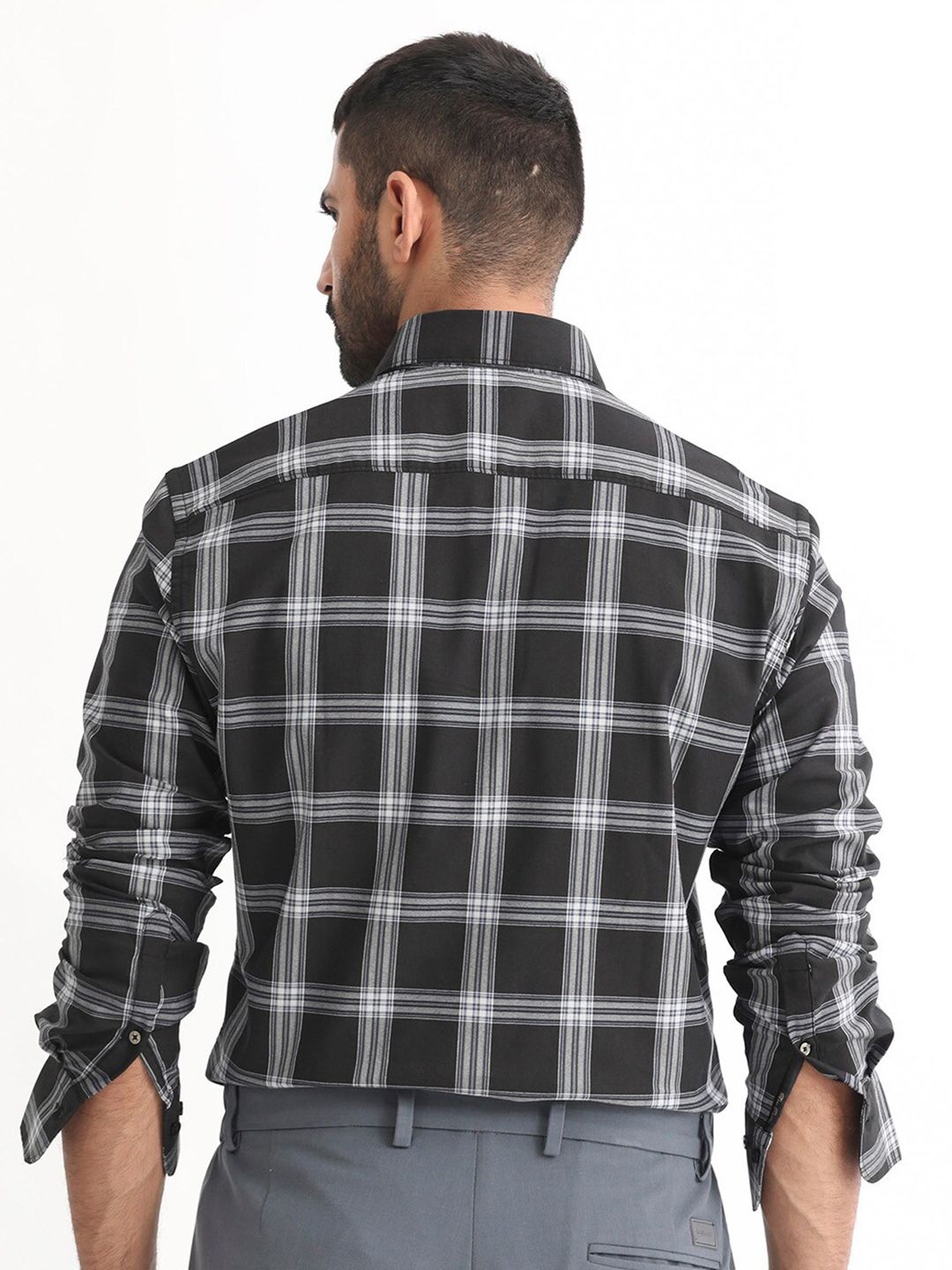 RARE RABBIT Men Imperial Slim Fit Checked Cotton Shirt