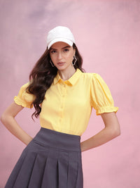 DressBerry Solid Puff Sleeves Casual Shirt