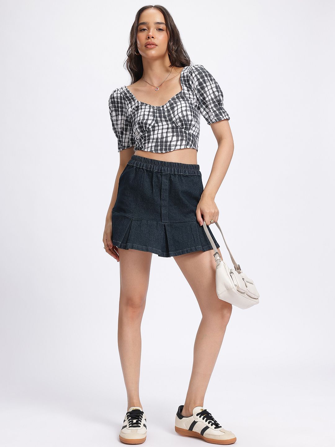 DressBerry Smocked Monochrome Crop Top