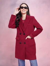 DressBerry Notched Lapel Collar Double Breasted Overcoat