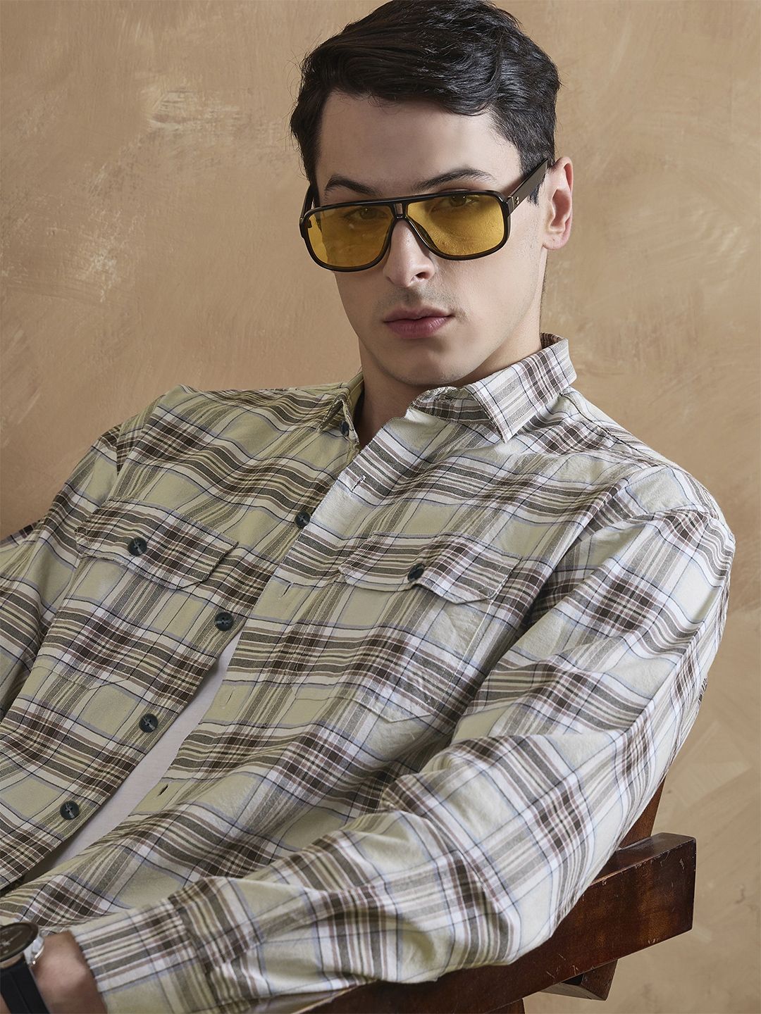 DENNISON Oversized Checked Cuban Collar Shirt