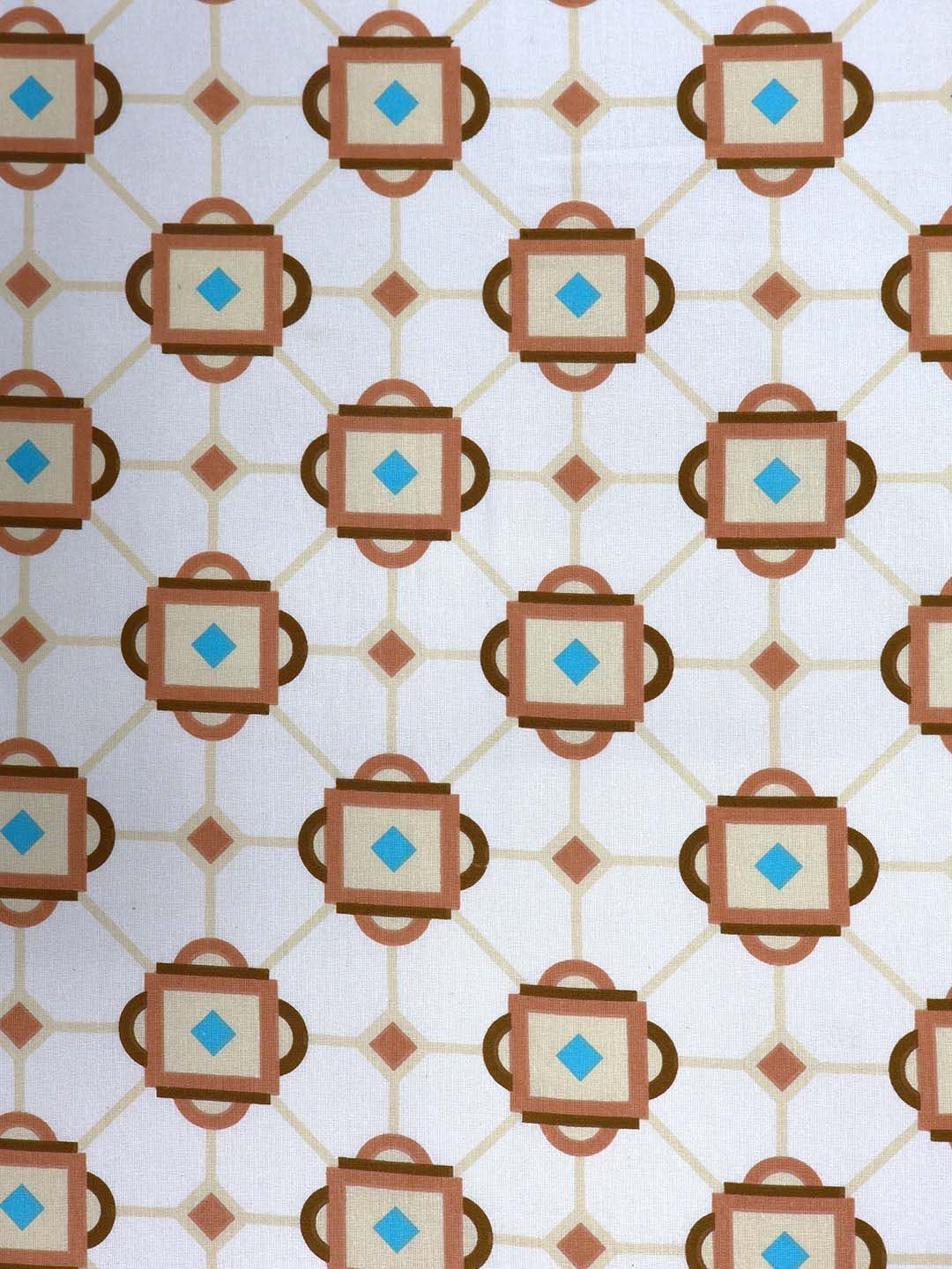 BOMBAY DYEING Aster Brown Geometric 100 TC Cotton Queen Bedsheet Set-2.24 m X 2.44 m