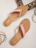 Anouk Women Floral Embroidered T-Strap Flats