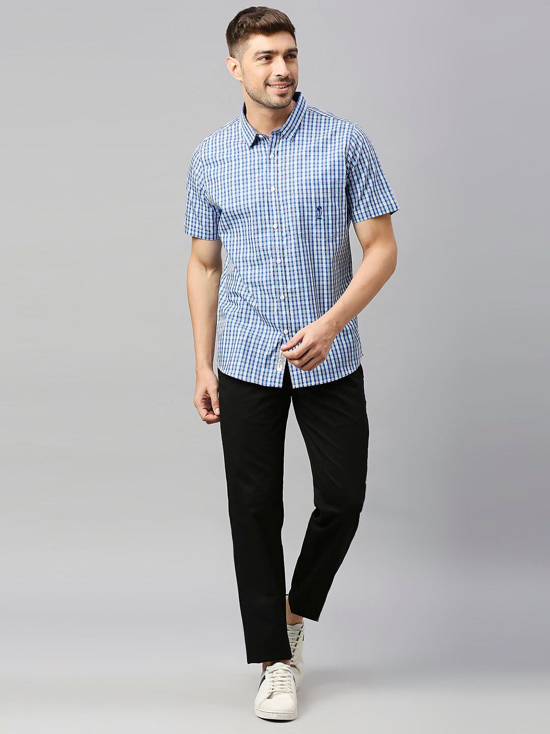 Thomas Scott Classic Slim Fit Gingham Checks Pure Cotton Casual Shirt