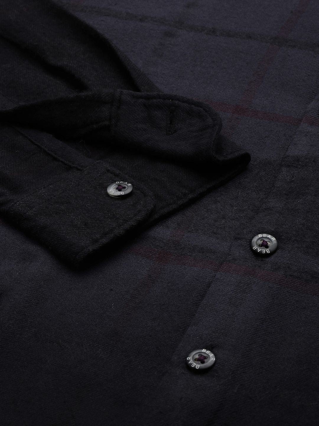 THE BEAR HOUSE Ardor Edition Men Navy Blue Cotton Slim Fit Windowpane Checked Casual Shirt