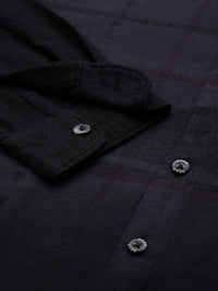 THE BEAR HOUSE Ardor Edition Men Navy Blue Cotton Slim Fit Windowpane Checked Casual Shirt