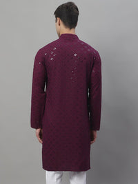 Jompers Mandarin Collar Ethnic Motifs Chikankari Sequined Kurta
