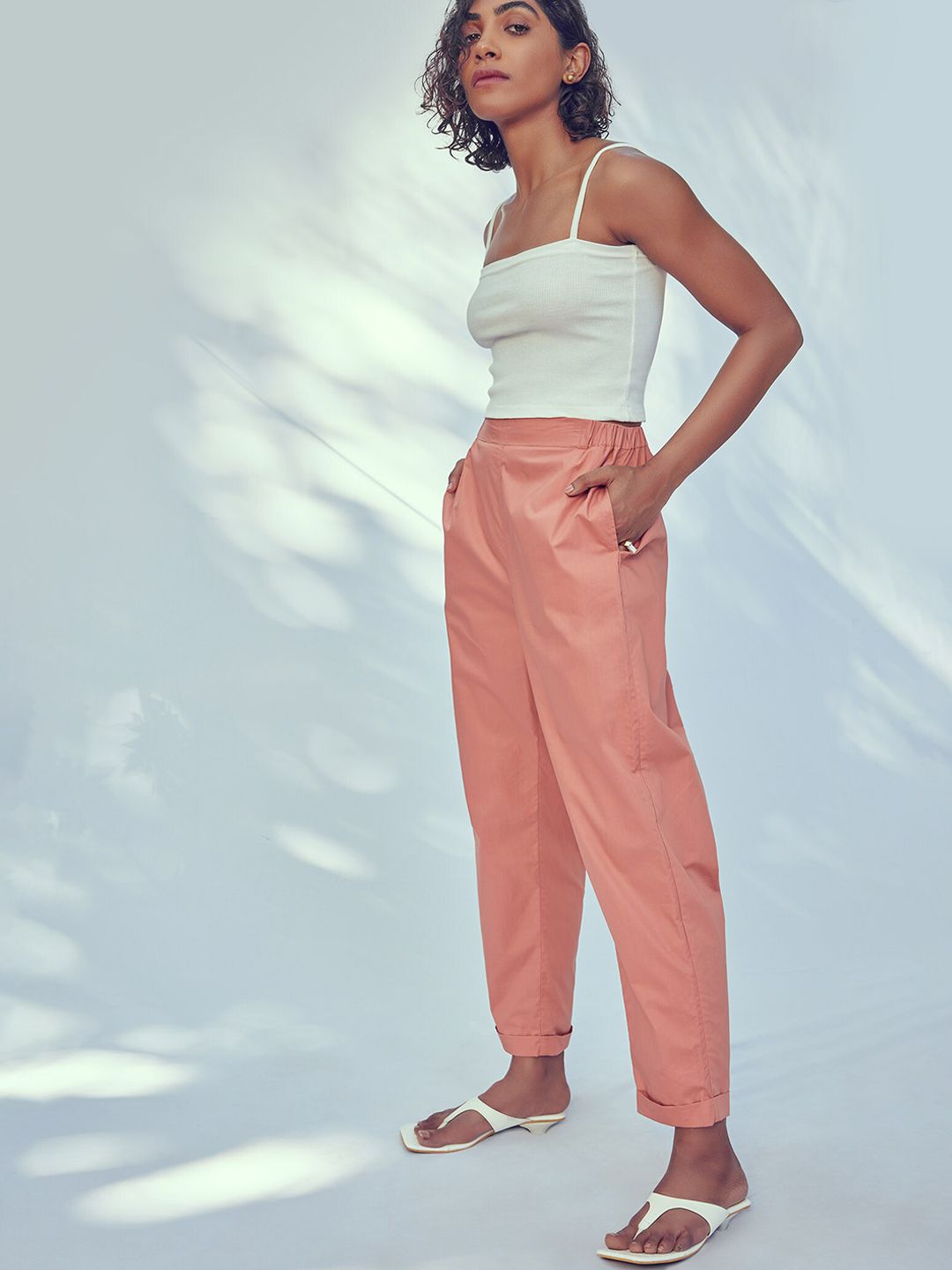 The Label Life Women High-Rise Cotton Trousers