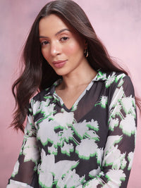 DressBerry Netted Floral Print Top with a Camisole