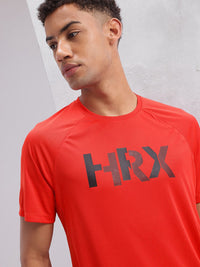 HRX by Hrithik Roshan Brand Logo Printed Raglan Sleeves Rapid-Dry Training T-shirt